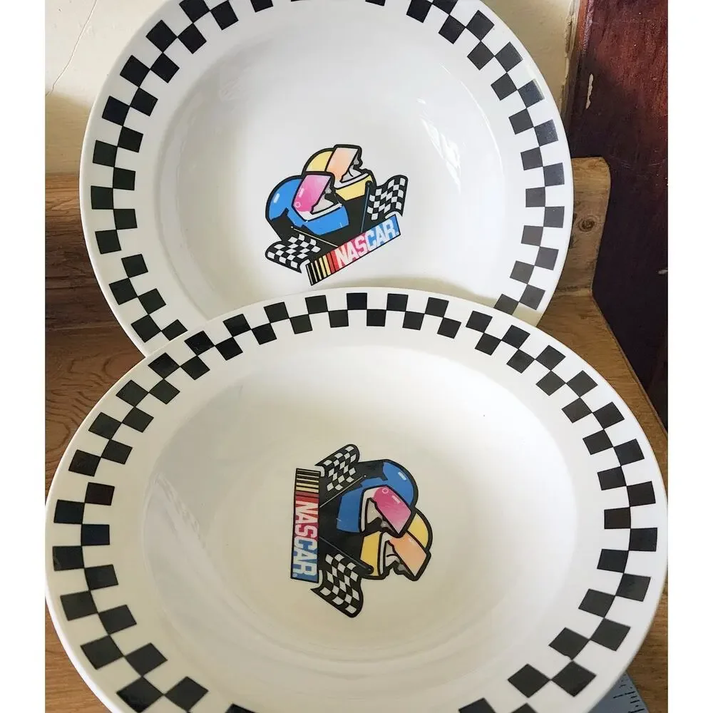 2 Gibson NASCAR Victory Rimmed Soup Bowls 9
